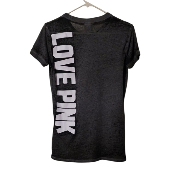 EUC PINK Victoria's Secret Womens Acid Washed Gray Tee Love Size Extra Small - Picture 3 of 11